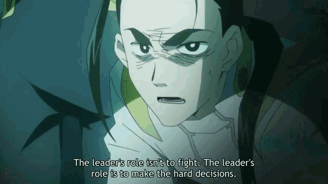 the leader 's role isn 't to fight . the leader 's role is to make the hard decisions .