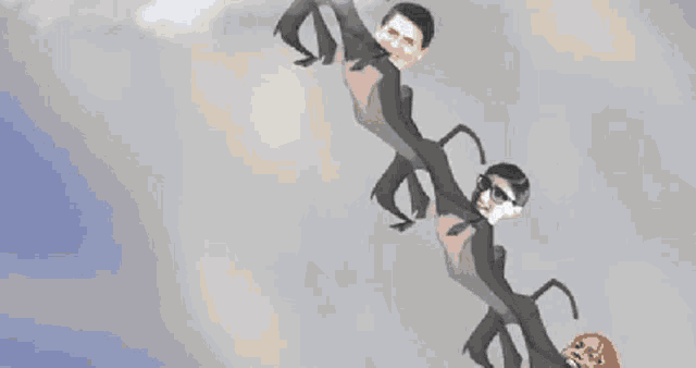 a cartoon of a man falling into the air