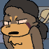 a pixel art drawing of a monkey with a scar on his face