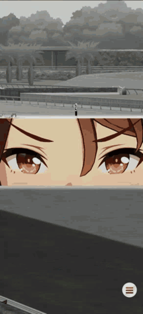 a close up of a person 's eyes with a white circle in the middle