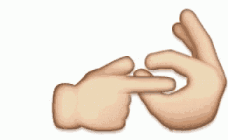 a pair of hands pointing at each other on a white background .