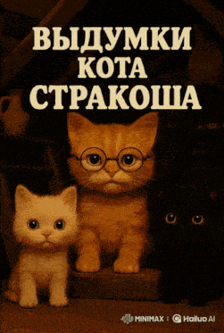 three kittens wearing glasses are on a poster that says выдумки kota ctpakosha