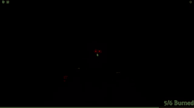 a screenshot of a video game with red eyes and a white circle in the middle of the screen .