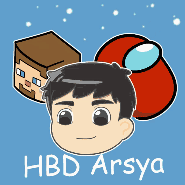 a cartoon drawing of a boy with the words hbd arsa written below it