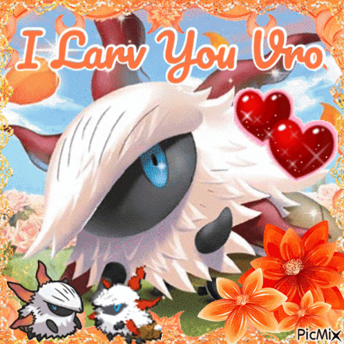 a picture of a pokemon with the words " i love you uno " on it