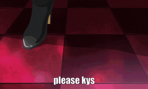 a man in a suit is standing in front of a couch and a candle and says please kys