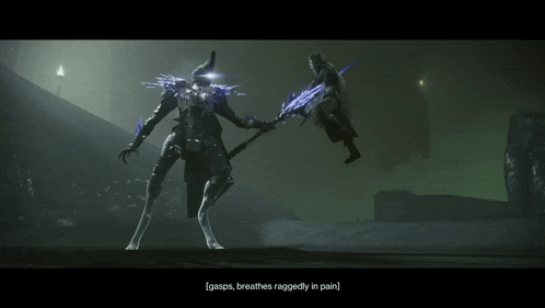 a screenshot of a video game that says gasps breathes ruggedy in pain