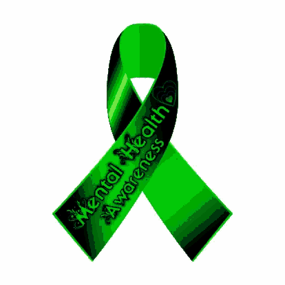 a green ribbon that says mental health awareness