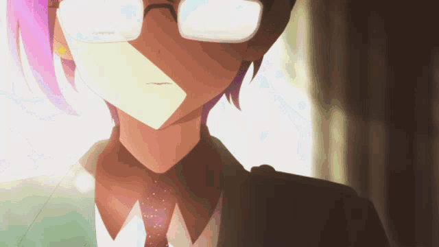 a close up of a person wearing glasses