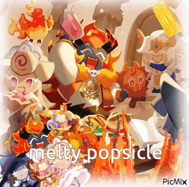 a group of cartoon characters with the words melty popsicle in the corner