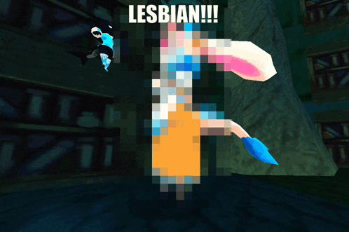 a pixelated image of a couple kissing with the caption lesbian