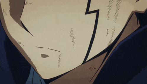 a close up of a person 's face with a drawing of a lightning bolt