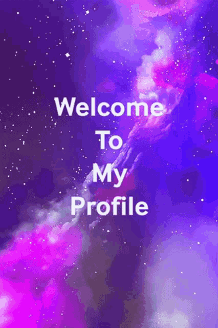 a purple background with the words welcome to my profile on it