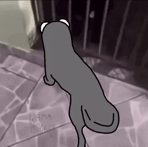 a drawing of a cat with the words wamm buggz written on the bottom