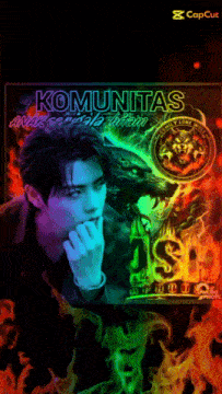 a picture of a man with the words komunitas written on it