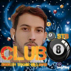 a picture of a man with a pool ball that says club 8 on it