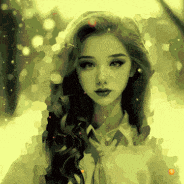 a painting of a woman with long hair and a white shirt and tie