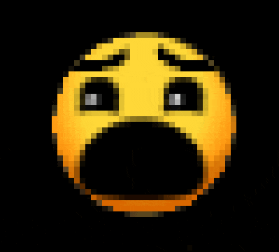 a pixel art smiley face with a surprised look on its face