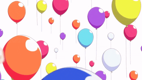a blue balloon is surrounded by balloons of different colors