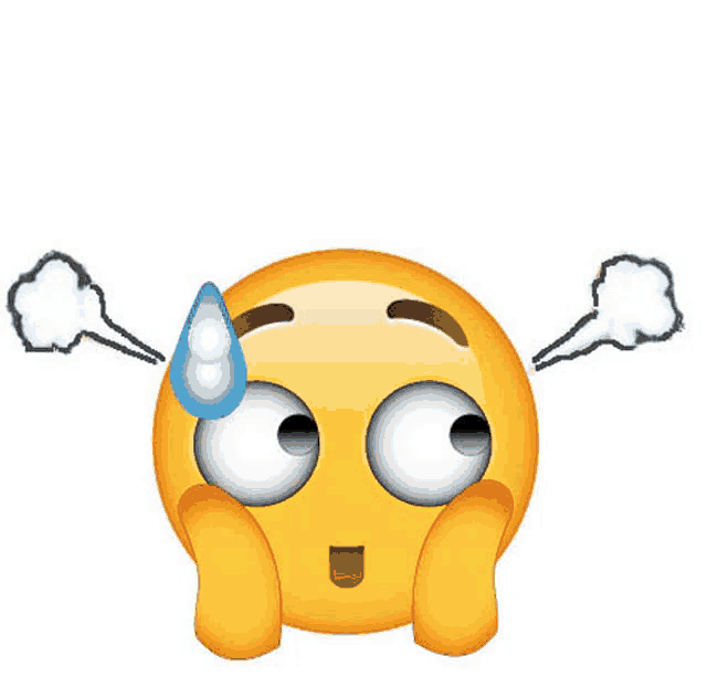 a surprised emoji with smoke coming out of its ears