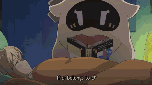 a cartoon of a monster reading a book with the words if o ' belongs to o ' on the bottom