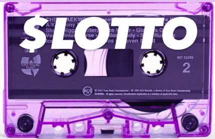 a purple cassette tape with the word lotto written on it