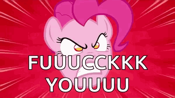 pinkie pie from my little pony has an angry face