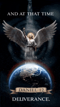 a poster for daniel 12 deliverance shows an angel standing over the earth