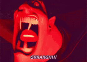 a close up of a cartoon character 's face with the words grrraghh written on it
