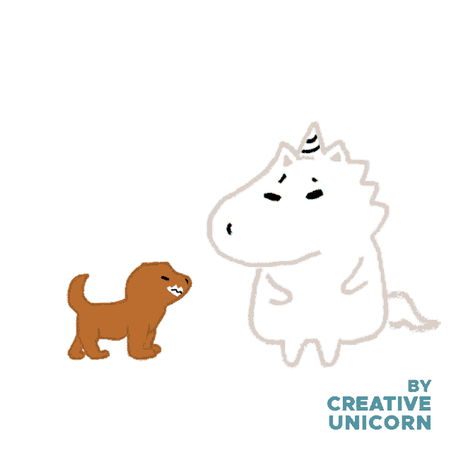 a drawing of a dog and a unicorn saying leave me alone