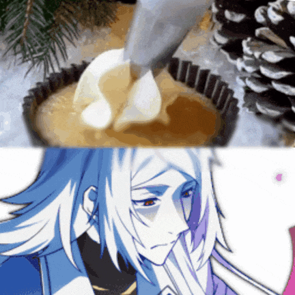 a picture of a person with white hair and a picture of a person with blue hair and white hair