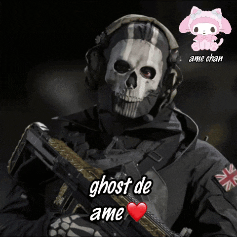 a soldier with a skull mask holding a gun and the words ghost de ame