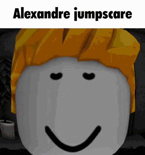 a smiley face with the name alexandre jumpscare on top of it