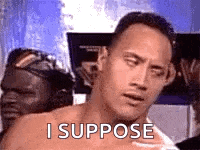 the rock is making a funny face and saying `` i suppose '' .