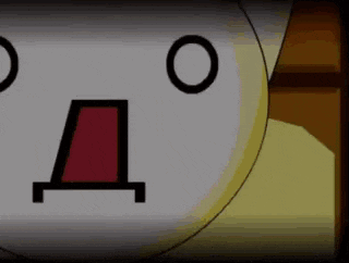 a close up of a cartoon character 's face with the letter d on it