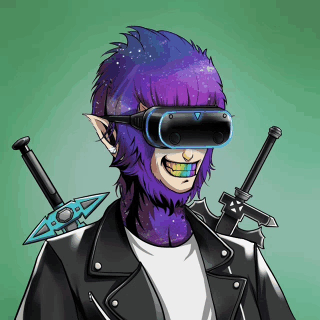 a cartoon character wearing a virtual reality headset