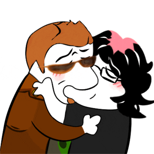a cartoon of a man hugging another man with sunglasses