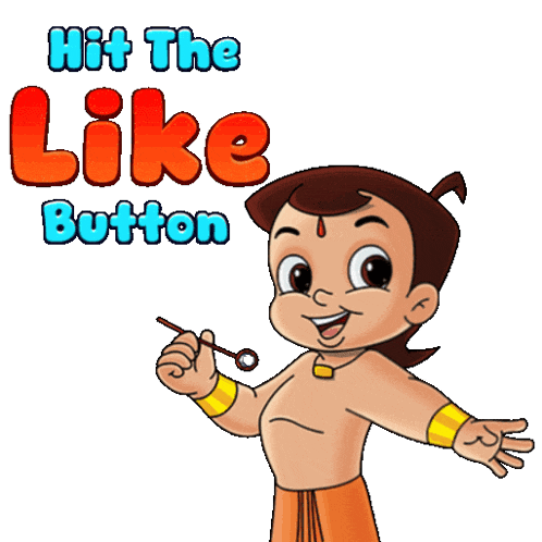 a cartoon character with the words hit the like button on the bottom