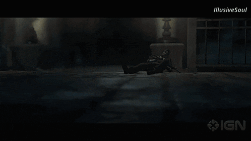 a video game screen shows a man laying on the floor and the words illustrate soul on the bottom