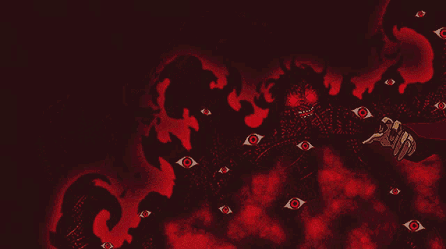 a red light is coming out of a monster mouth