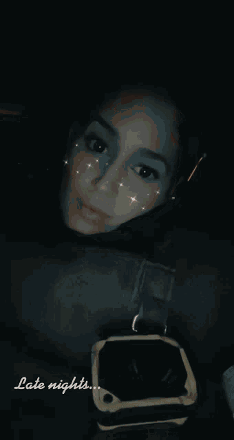 a picture of a woman with the words late nights on the bottom