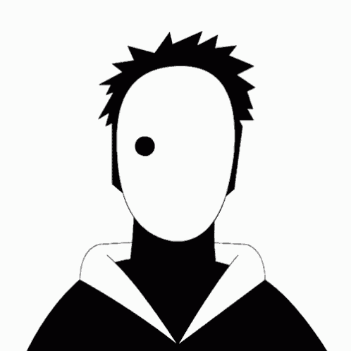a black and white drawing of a man wearing a white mask