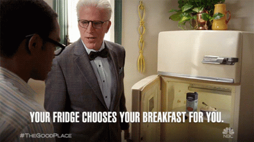Your Fridge Chooses Your Breakfast For You Automatic GIF - Your Fridge Chooses Your Breakfast For You Automatic Fridge GIFs
