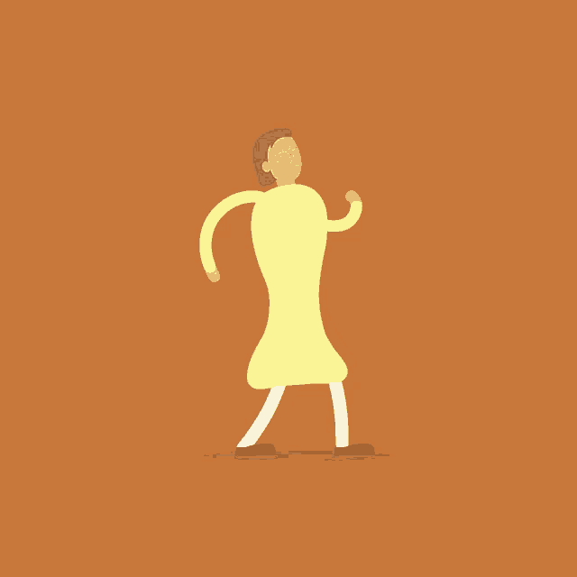 a cartoon drawing of a person in a yellow dress