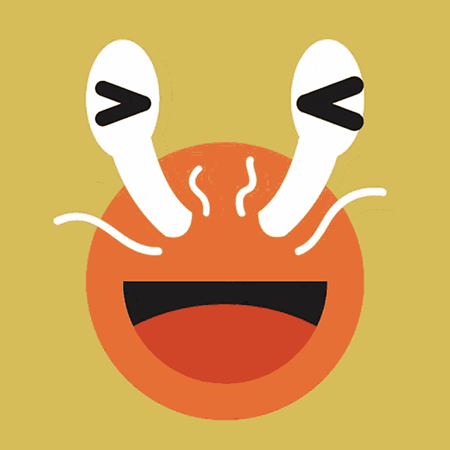 a smiley face with a pair of ear buds in its eyes