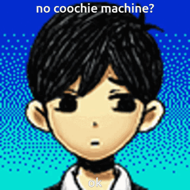 a cartoon of a boy with the words no coochie machine written on it