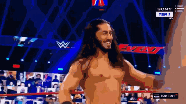 a man in a wrestling ring with a sony ten 1 logo in the corner