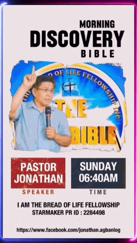 a poster for morning discovery bible featuring pastor jonathan speaker