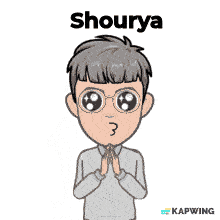 a cartoon drawing of a man with the name shourya on the bottom