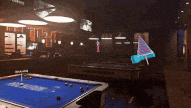 a pool table in a bar with the word error on the bottom right
